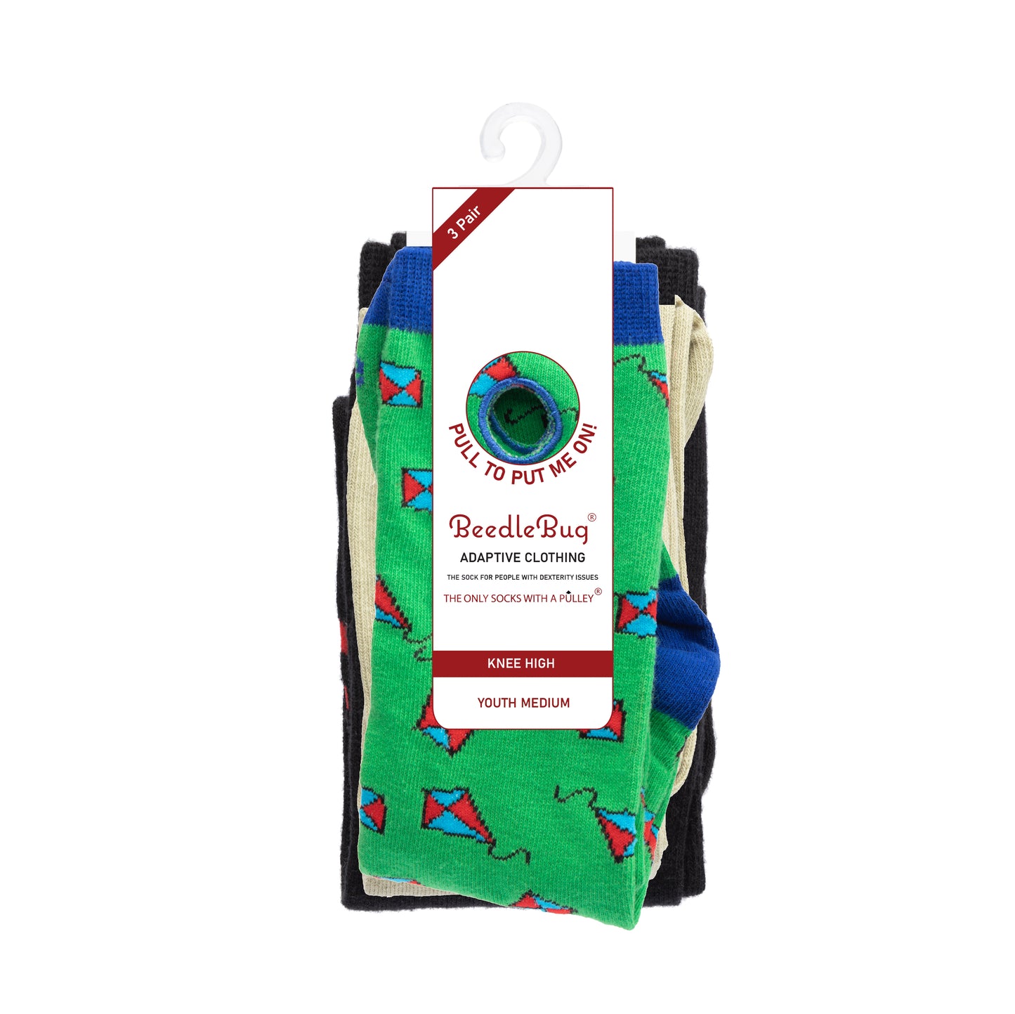 Youth Knee High Medium 3 pack - Fits age 5-11 years